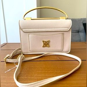 NWOT BCBG Coco Mini Satchel Faux Leather Crossbody CREAM Small Bag